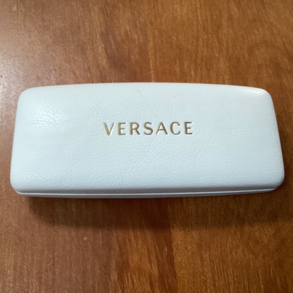 Versace White Leather Glasses Case